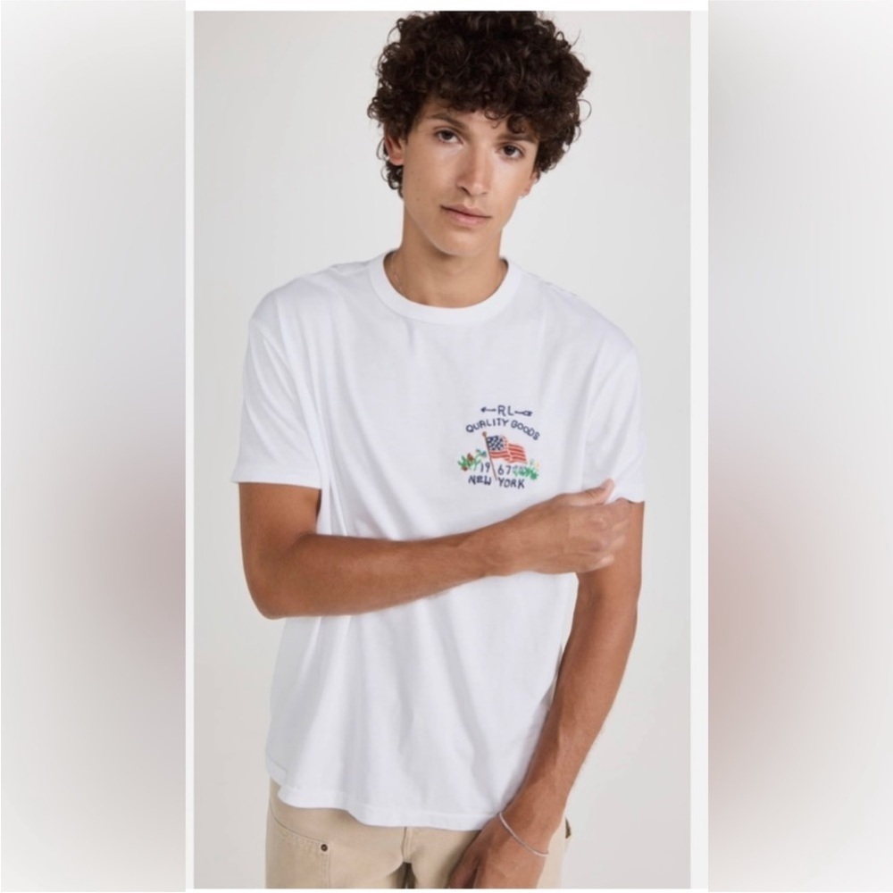 Polo Ralph Lauren XL White Flag Tee Classic Fit 1967 NY USA Blokecore